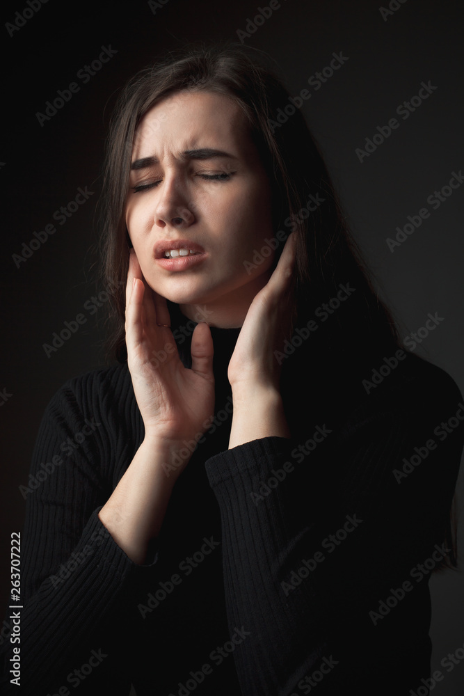 Portrait of a crying young woman Portrait of a crying young woman