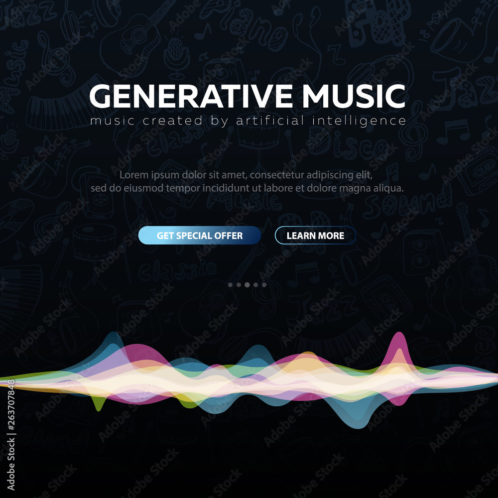 Generative Music. Music created by AI. Vector Illustration. Stock Vector |  Adobe Stock