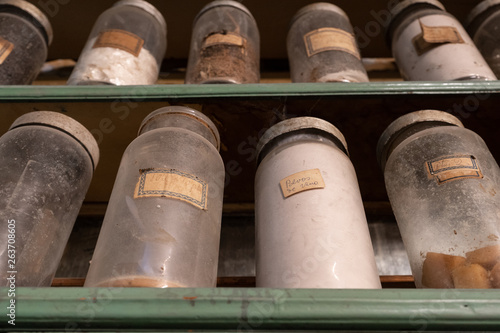 Old and dusty glass jars