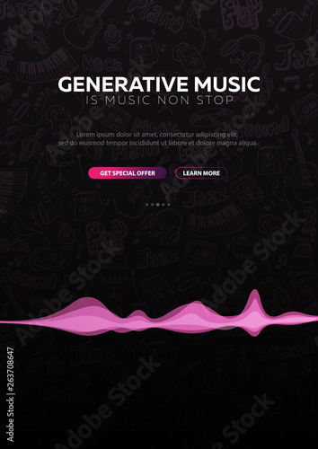 Generative Music. Music created by AI. Vector Illustration.