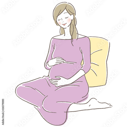 座る妊婦