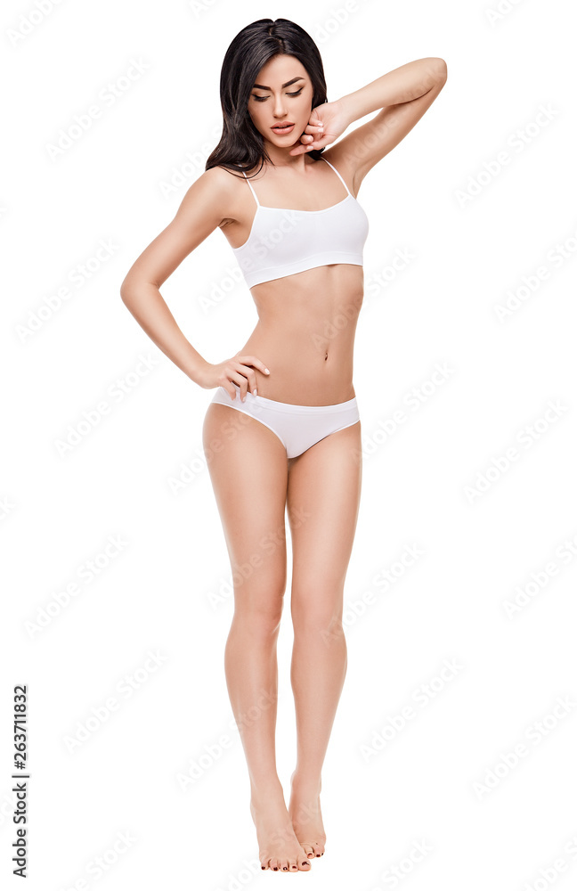 Fitness young woman with a beautiful body on white background Fitness young woman with a beautiful body on white background
