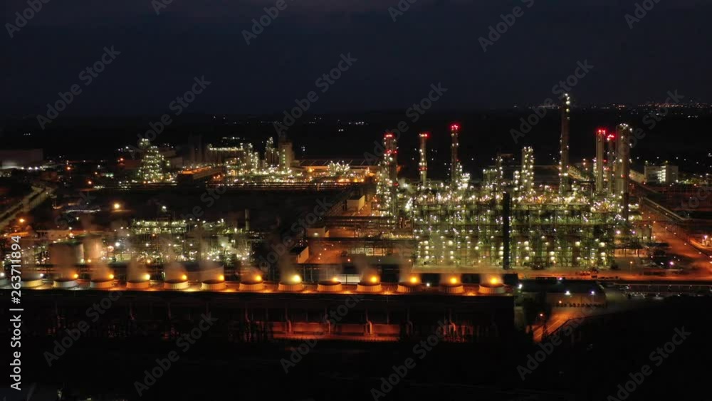 Aerial view. Industrial power plant. Oil refinery and Oil industry at Twilight Aerial view. Industrial power plant. Oil refinery and Oil industry at Twilight