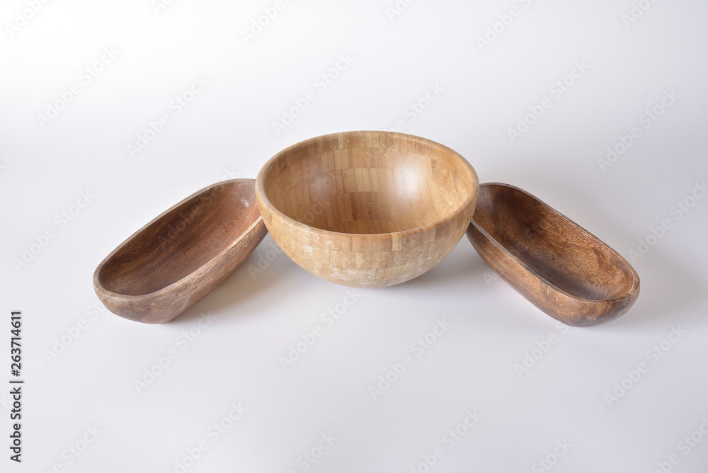 Set of dishes made of wood. Set of dishes made of wood.