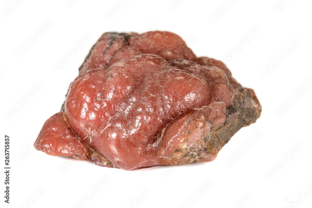 Macro stone cobalt calcite mineral on white background Macro stone cobalt calcite mineral on white background