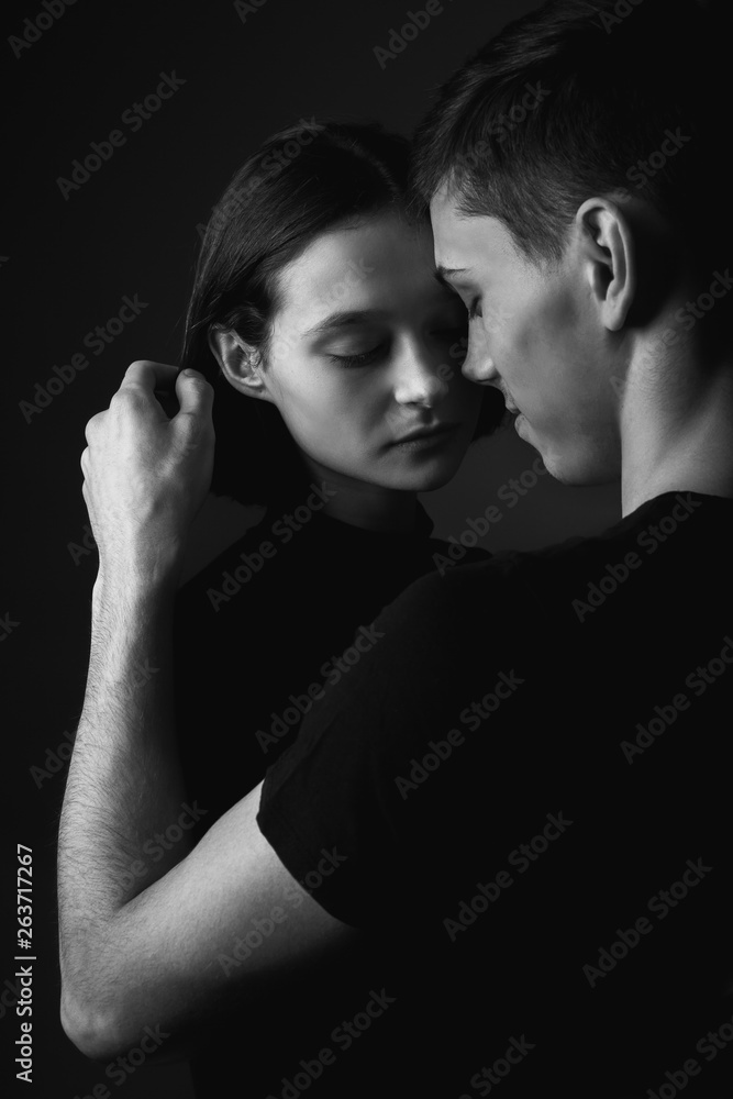 Couple in love. Black and white Couple in love. Black and white