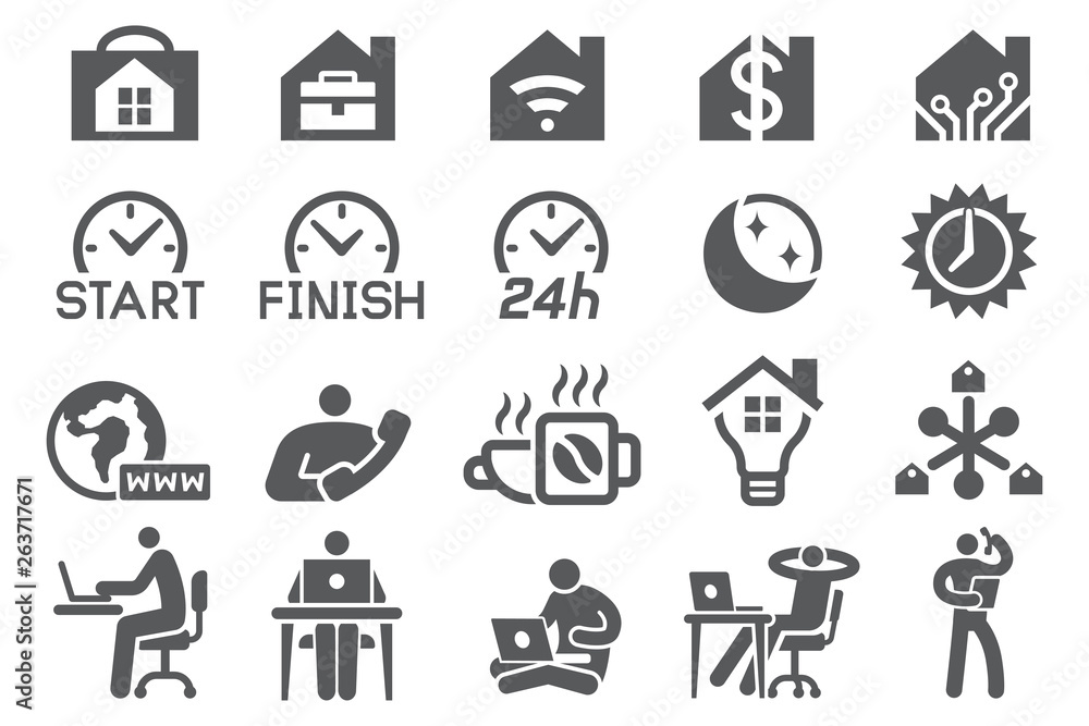 Work at home office icon. Planning of Freelance working. Work at home office icon. Planning of Freelance working.