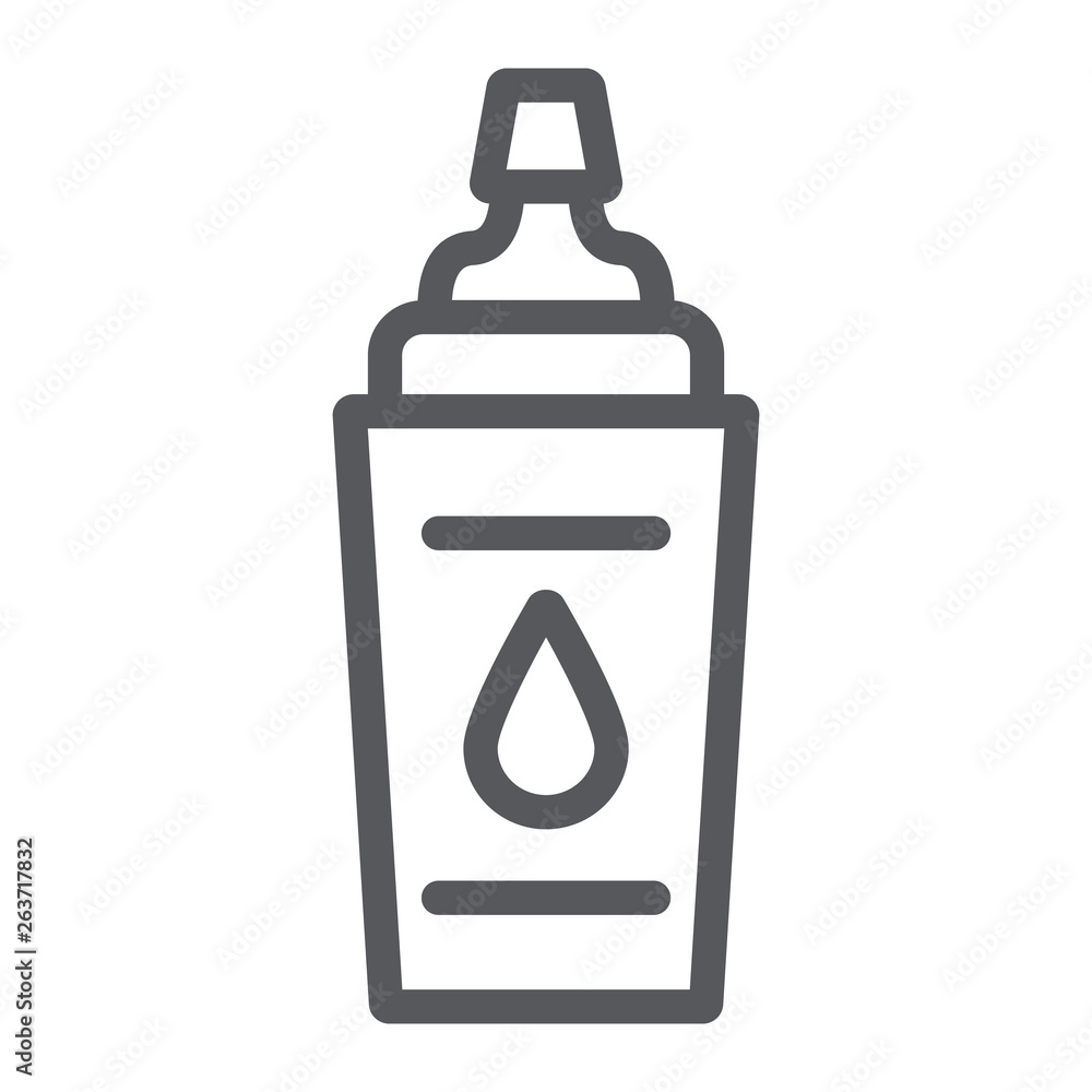 Sports bottle line icon, fitness and drink, water bottle sign, vector graphics, a linear pattern on a white background. Sports bottle line icon, fitness and drink, water bottle sign, vector graphics, a linear pattern on a white background.