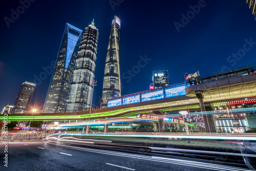 Road City Nightscape Architecture and Fuzzy Car Lights.. © 昊 周