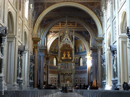 Rome  Italy . Central nave of the Archbasilica of San Juan de Letr  n in the city of Rome