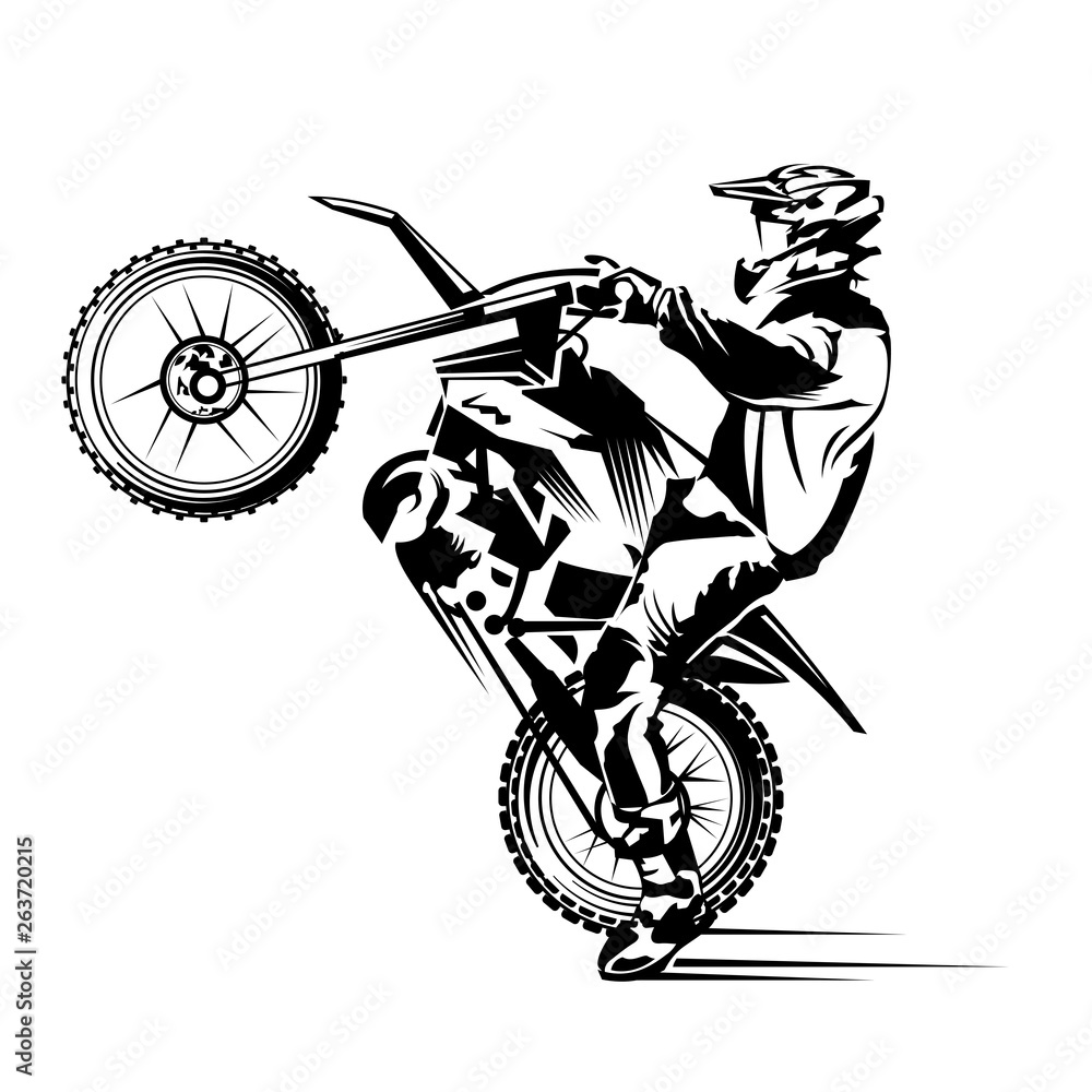Premium Vector, Motocross rider doing jumping whip trick