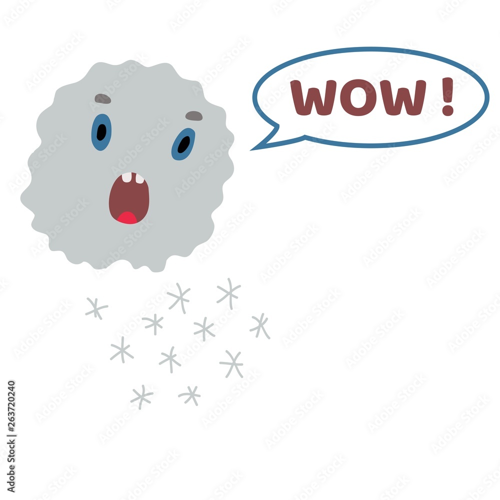 animated cloud with amazement emotion vector illustration