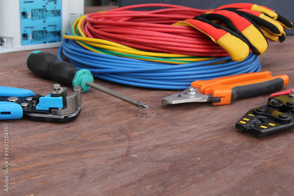 tools and equipment electrician on the table tools and equipment electrician on the table
