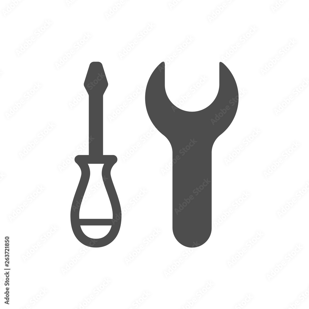 screwdriver and wrench vector icon isolated on white background. screwdriver and wrench flat icon for web, mobile and user interface design screwdriver and wrench vector icon isolated on white background. screwdriver and wrench flat icon for web, mobile and user interface design