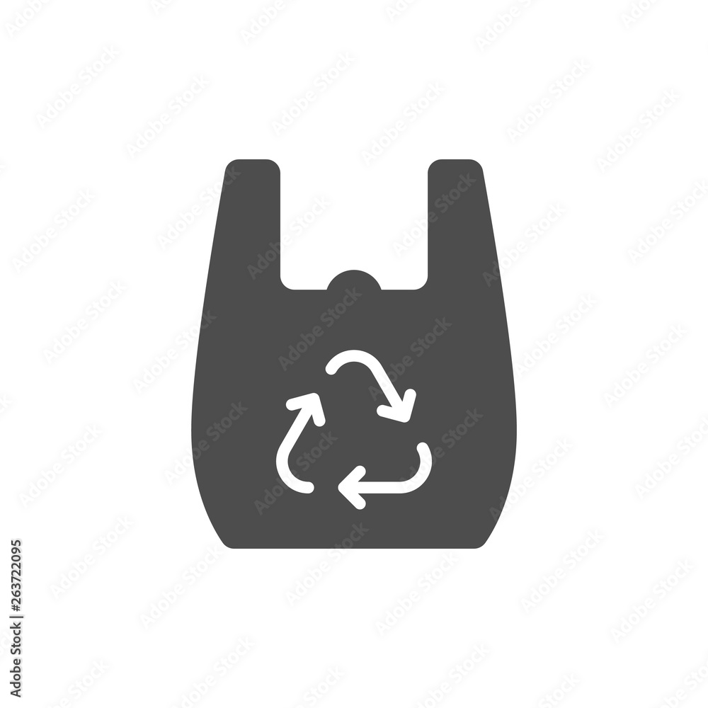 plastic bag with recycle arrows sign. say no to plastic bag. stop using plastic bag silhouette vector icon isolated on white background. stop plastic pollution to save environment and ecology of earth plastic bag with recycle arrows sign. say no to plastic bag. stop using plastic bag silhouette vector icon isolated on white background. stop plastic pollution to save environment and ecology of earth