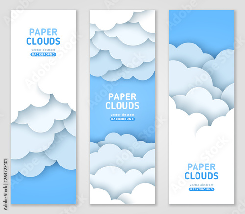 Clouds 3d vector banner template set