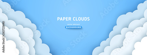 Blue sky 3d paperart banner template