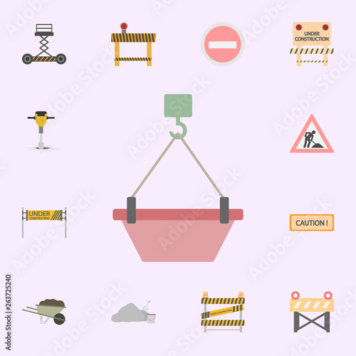 crane hook with concrete colored icon. Building materials icons universal set for web and mobile