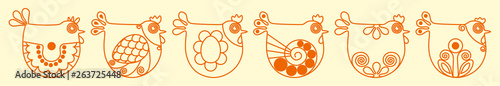 easter ornamented background with eggs and chickens