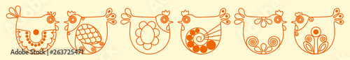 easter ornamented background with eggs and chickens