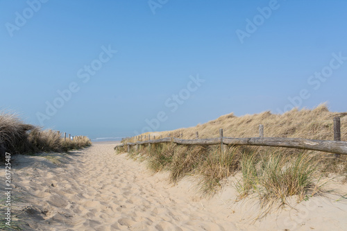 Sandy path to the beach in Noordwijk  The Netherlands