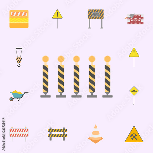road closed street barrier on road colored icon. Building materials icons universal set for web and mobile