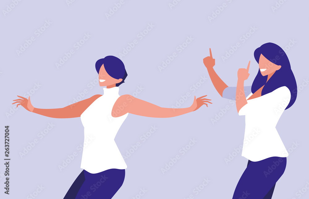 young girls dancing characters