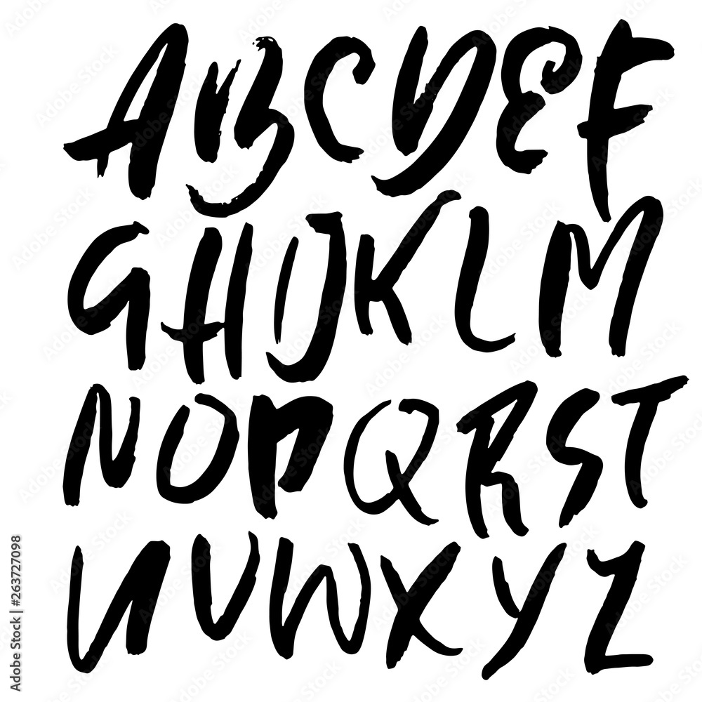 Hand drawn modern dry brush lettering. Grunge style alphabet. Handwritten font. Vector illustration. Hand drawn modern dry brush lettering. Grunge style alphabet. Handwritten font. Vector illustration.