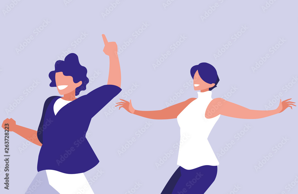 young couple dancing characters young couple dancing characters