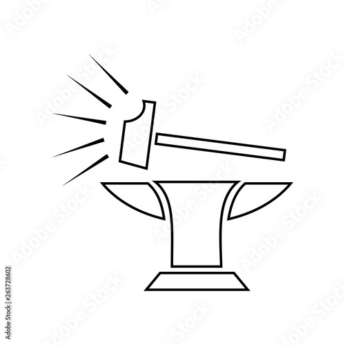 hammer and anvil icon. Element of Communism Capitalism for mobile concept and web apps icon. Outline, thin line icon for website design and development, app development