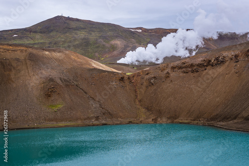 Famous crater Viti, part of Krafla caldera in Myvatn region of north part of Iceland photo