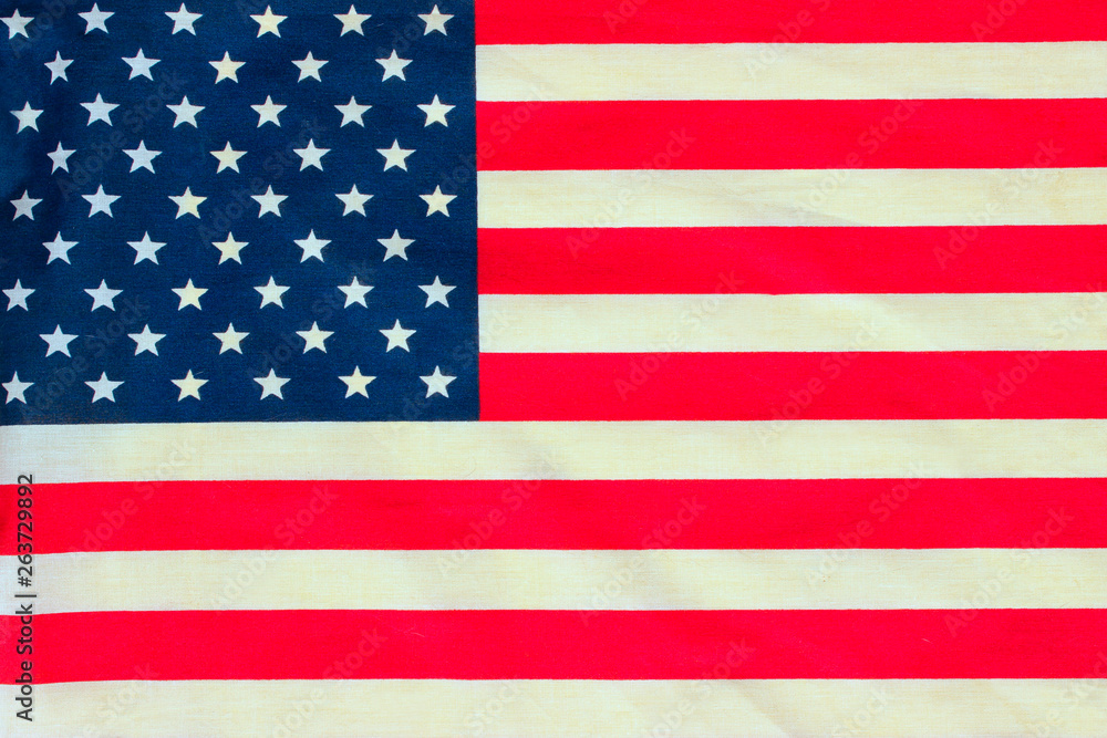 Fototapeta premium Shot Of The Flag Of The United States Of America. Cropped Shot Of American Flag. Independence Day USA. 