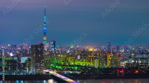 time lapse of Tokyo cityscape at night, Japan photo