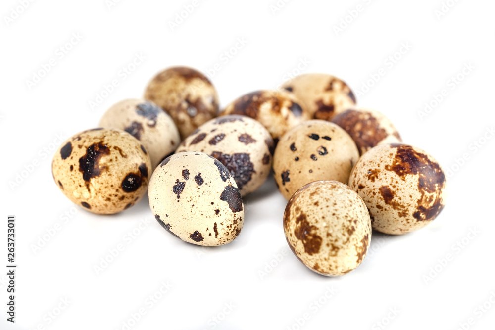 quail eggs isolated on white background. close up