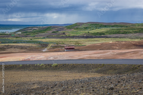 View from mountain pass of Namafjall in Reykjahlid, small town in Iceland