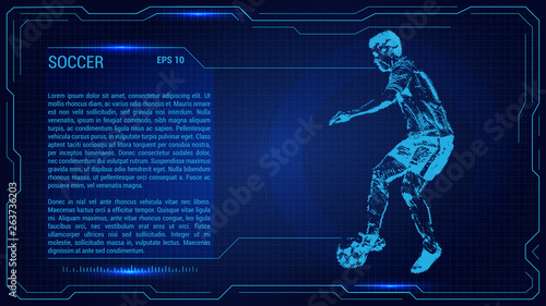 Banner soccer. Futuristic football banner with space for text. Banner in blue tones.