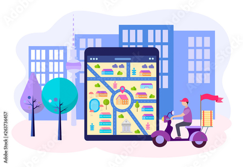 Food delivery in the city concept vector illustration.
