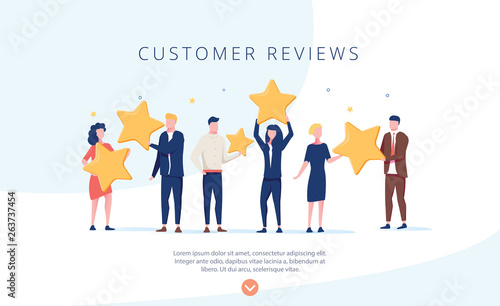 People holding stars. Customer reviews concept illustration concept illustration, perfect for web design, banner