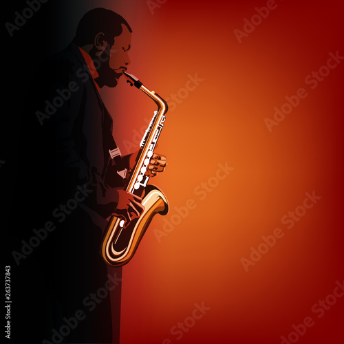 abstract music illustration with saxophone player