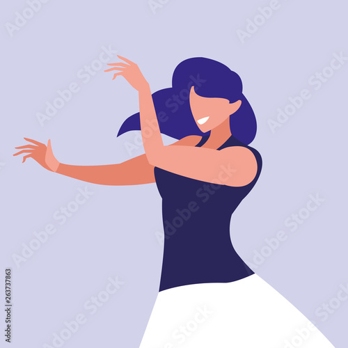 young woman dancing character