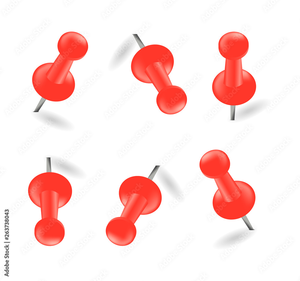 Red push pin. Realistic. Vector illustration. Red push pin. Realistic. Vector illustration.