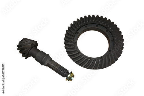 gear ring and pinion, differential, Isolated on white background