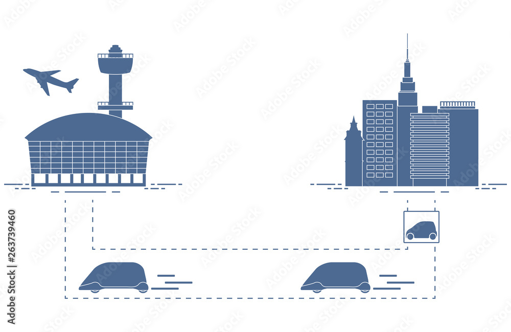 Obraz premium Transportation of passengers from city to airport.