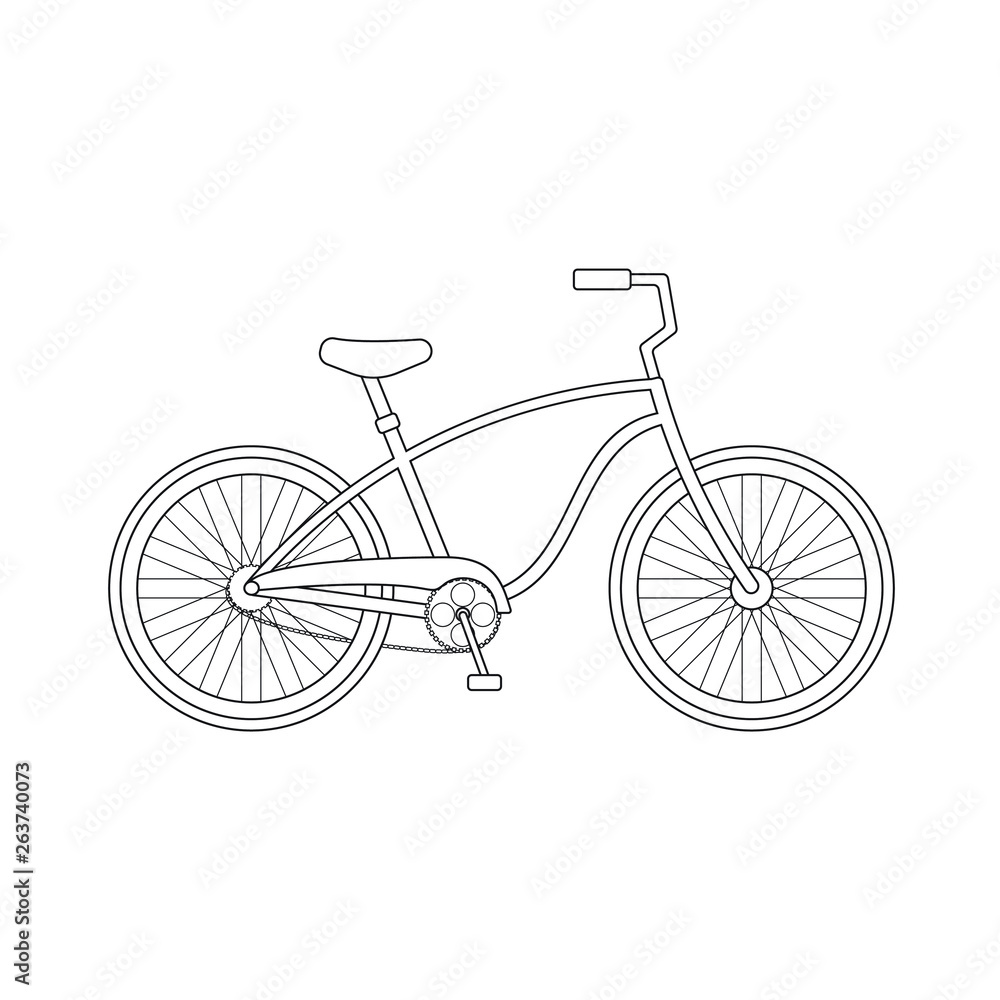 Vector black ink line cruiser bicycle icon logo silhouette isolated on white background 