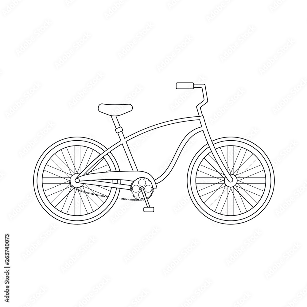Vector black ink line cruiser bicycle icon logo silhouette isolated on white background Vector black ink line cruiser bicycle icon logo silhouette isolated on white background