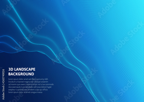 Abstract background with volumetric waves. Volumetric forms of lines.