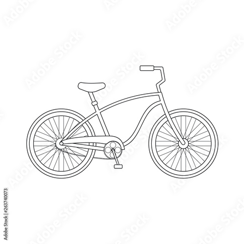 Vector black ink line cruiser bicycle icon logo silhouette isolated on white background 