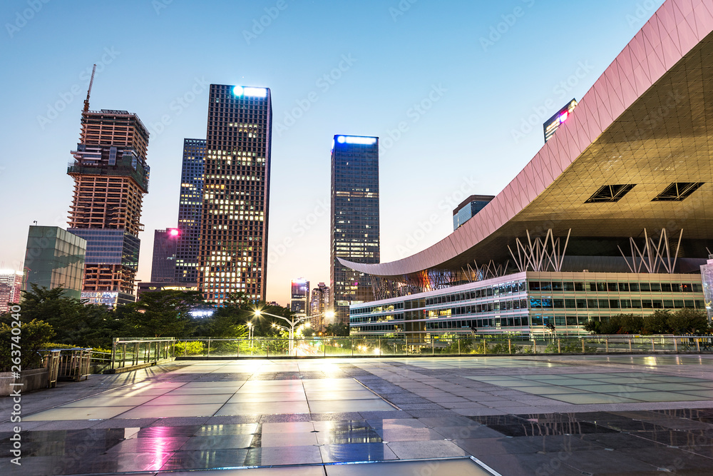 Fototapeta premium The modern city square and buildings