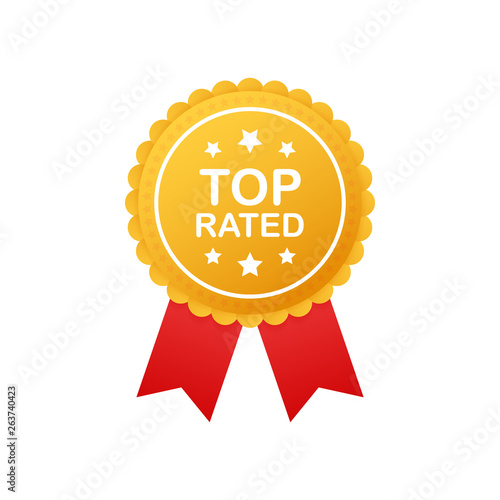 Top rated product vector seal illustration. Consumer reviews badge