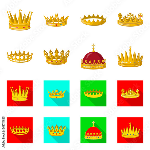 Vector illustration of medieval and nobility logo. Set of medieval and monarchy stock vector illustration.